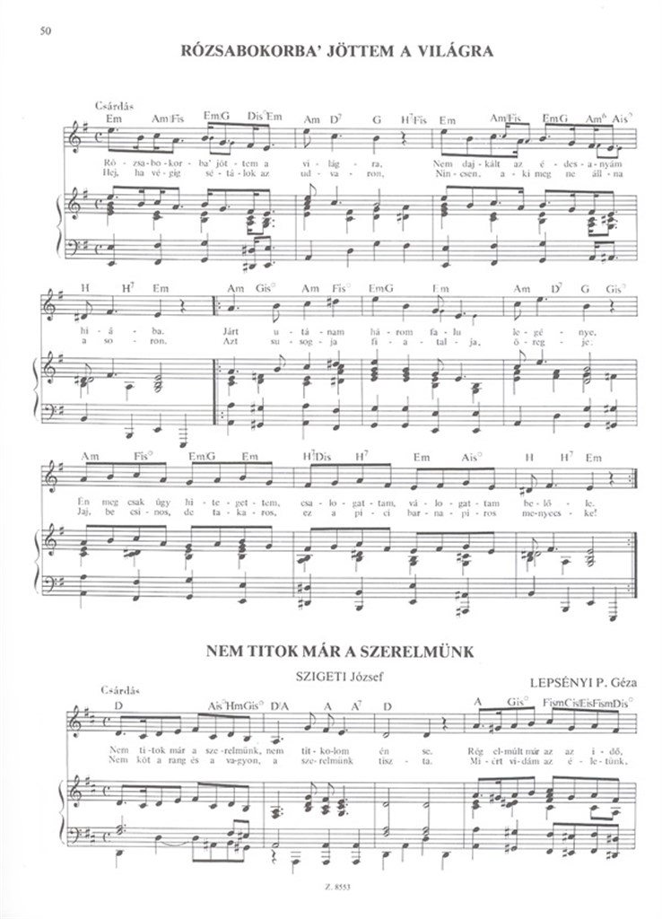 Szol a nota XVI Ungarische Lieder-Sammlungen